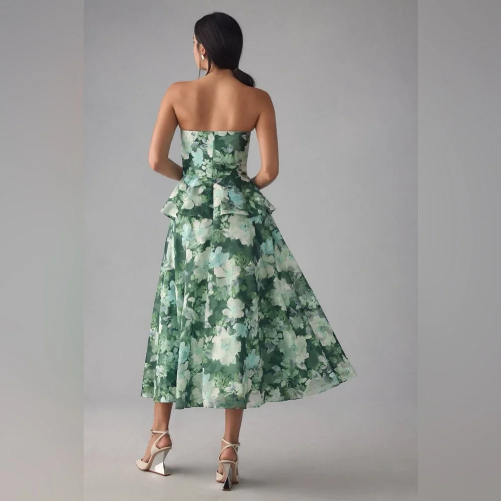 Shoshana by Anthropologie Hilde Strapless Floral Dress Size 8 - Picture 3 of 4